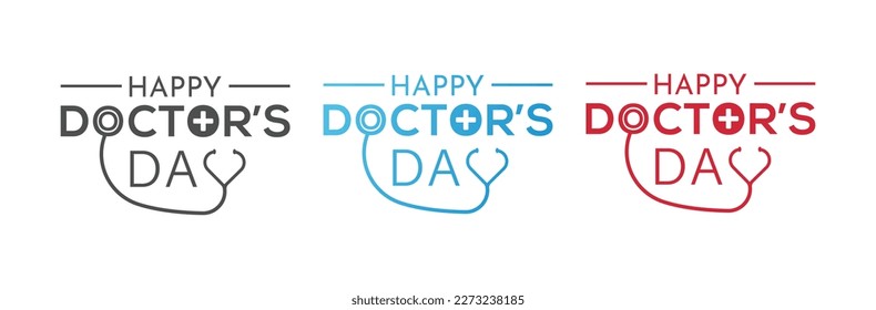 Diseño del logotipo vectorial plano del Día del Doctor en todo el mundo. Ilustración vectorial del Día del Doctor. Para un afiche, pancarta y tarjeta de saludo. Carta Día Nacional de los Médicos para el diseño de elementos. EPS 10.