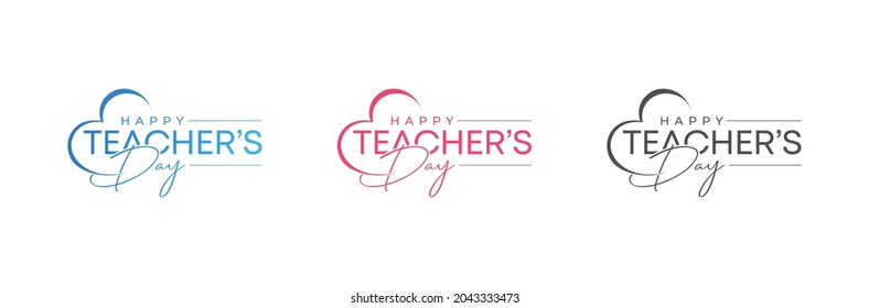 World, international happy Teacher's Day vector logo design, teachers day handwritten vector design