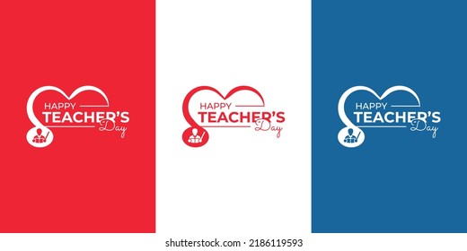 World, International Happy Teacher's Day Vector Design, Teachers Day Handwritten Logo Design, Heart Teacher's Day Logo Template Illustration.