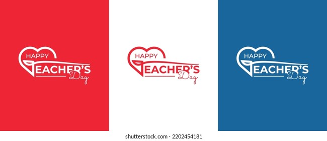 World, International Happy Teacher's Day Vector Design, Teachers Day Handwritten Logo Design, Heart Teacher's Day Logo Template Illustration.