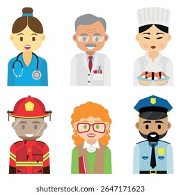 world international labor day set of simple images of people of different professions in work uniform