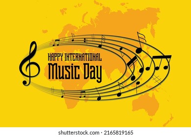 World International music day background template. June 21 music day background with musical notes wave vector template