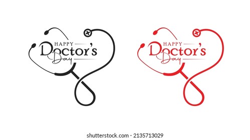 World, international or national happy Doctor's Day flat vector logo design, Stethoscope with doctors day letter logo