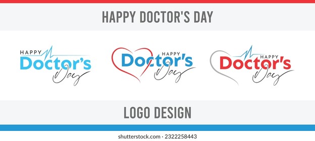 Diseño del logo vectorial plano del Día del Doctor, mundial, internacional o nacional feliz, Amo con el logo de la carta del día de los médicos. Diseño del logo vectorial plano del Día del Doctor, mundialmente feliz.