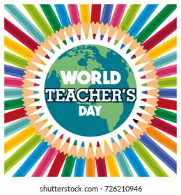 World International Teacher's Day Vector Design for Social Media Posting, Profile Photo, Meme, Greeting, Background with colorfull concept