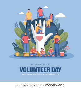 deseos del Día Internacional del Voluntariado. diseño abstracto de la Ilustración vectorial