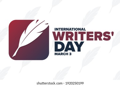 World or International Writers Day. March 3. Holiday concept. Template for background, banner, card, poster with text inscription. Vector EPS10 illustration