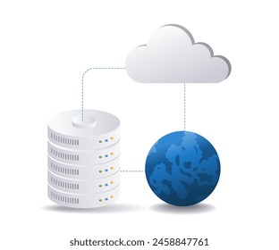 World internet cloud server infographic 3d illustration flat isometric