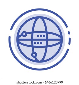 World, Internet, Computing, Globe Blue Dotted Line Line Icon. Vector Icon Template background