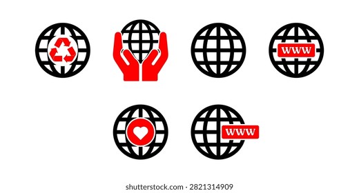 World Internet Connection and Digital Network Icon Set