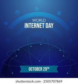 World Internet Day October 29th banner conecting the world with internet illustration