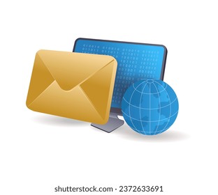 The world of internet email marketing flat illustration concept