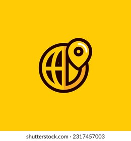World Internet GPS Icon Yellow Editable Color Vector