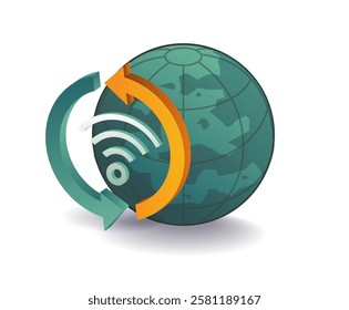 World internet wifi signal rotation