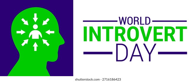 Cada año durante enero se observa la Plantilla de diseño de fondo, Anuncio, tarjeta o póster del Día Mundial de la Introversión, para crear conciencia sobre la misión. Ilustración vectorial.