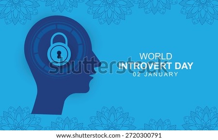World introvert day background with padlock icon