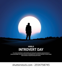 world introvert day. world introvert day creative banner, poster, social media post, postcard, background, template, backdrop, greetings card design etc. 