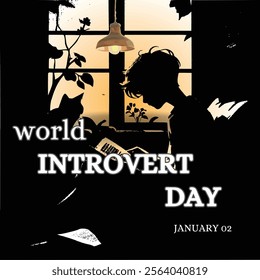 world introvert day. world introvert day creative banner, poster, social media post, postcard, background, template