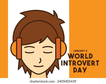 World Introvert Day design vector. January 2. Flat design vector. Poster, banner, card, background. Eps 10.