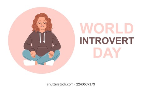 World Introvert Day. January 2. Holiday concept. Template for background, banner, card, poster. Vector EPS10