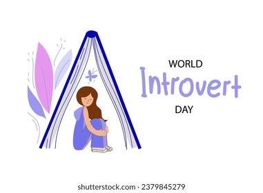 World Introvert Day. January 2. Holiday concept. Hand drawn vector illustration.