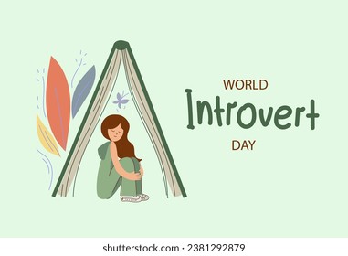 World Introvert Day. January 2. Holiday concept. Hand drawn vector illustration.