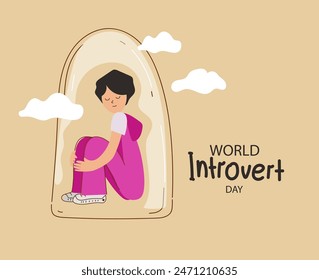 World Introvert Day. January 2. Holiday concept. Hand drawn vector illustration.
