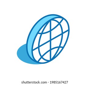 World isometric icon. Global, map, globe 3D line style symbol.
