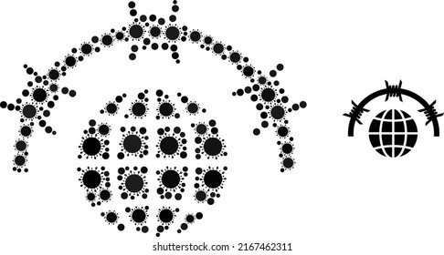 World jail mosaic icon. Vector mosaic is done from randomized bacilla elements. Viral mosaic world jail icon. World jail mosaic for isolation images.