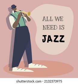 World jazz day celebration with man playing trumpet illustration