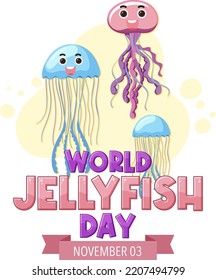 World Jellyfish Day Banner Design illustration
