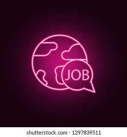 world job search icon. Elements of interview in neon style icons. Simple icon for websites, web design, mobile app, info graphics