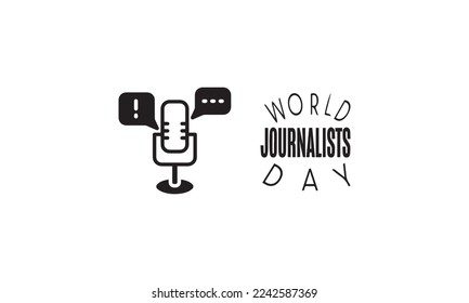 WORLD JOURNALISTS DAY DRAWN ON WHITE BACKGROUND