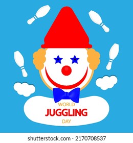 World juggling day clown, vector art illustration.