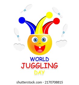 World juggling day emoticon clown, vector art illustration.