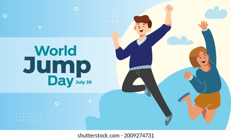 world jump day on july 20 business brochure flyer banner design horizontal template vector, cover presentation abstract, modern publication poster and flag-banner, layout in rectangle size.