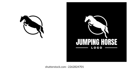 world jump horse style jockey tournament drawn art logo template illustration