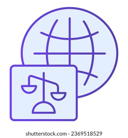 Weltjustiz-Symbol Globale Hofblau-Symbole im trendigen, flachen Stil. Design für soziale Gerechtigkeit Farbverlauf-Stil, entwickelt für Web und App. EPS10