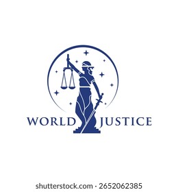 projeto do logotipo do vetor da lei da justiça mundial