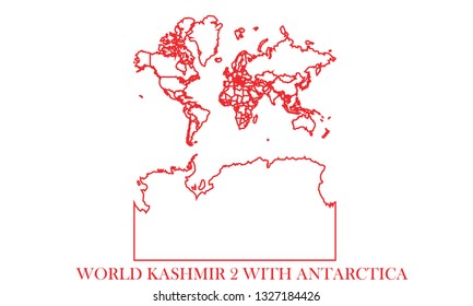 World Kashmir 2 whit Antarctica red line map