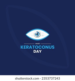 World Keratoconus Day. Eye vector illustration on blue background. 