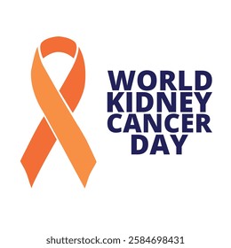 World kidney cancer day banner with an orange bow on a black background