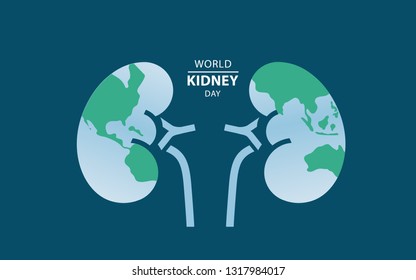World Kidney Day Card, Vector Illustration With Shape World
