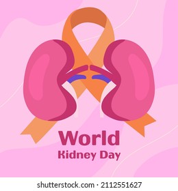 World kidney day card, vector illustration with cute cartoon couple of kidneys