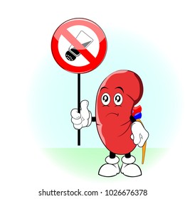 World kidney day, cartoon. Stop salt