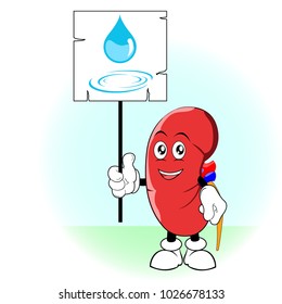 World kidney day, cartoon. Water is health