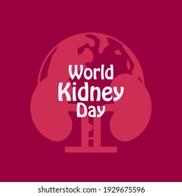 World Kidney Day Design on 11 March and red background. Vector illustration