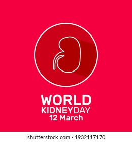 World Kidney Day Design on 12 March with circle frame and red background.Vector Illustration