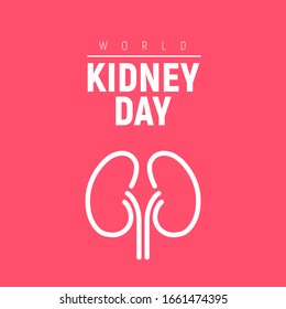 World Kidney Day healthy vector poster. Human kidney health awareness background.