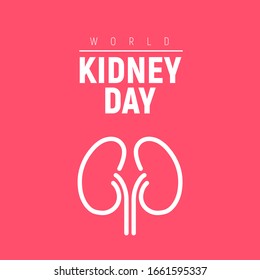 Afiche del Día Mundial del Riñón vectorial saludable. Conocimiento de la salud de los riñones humanos